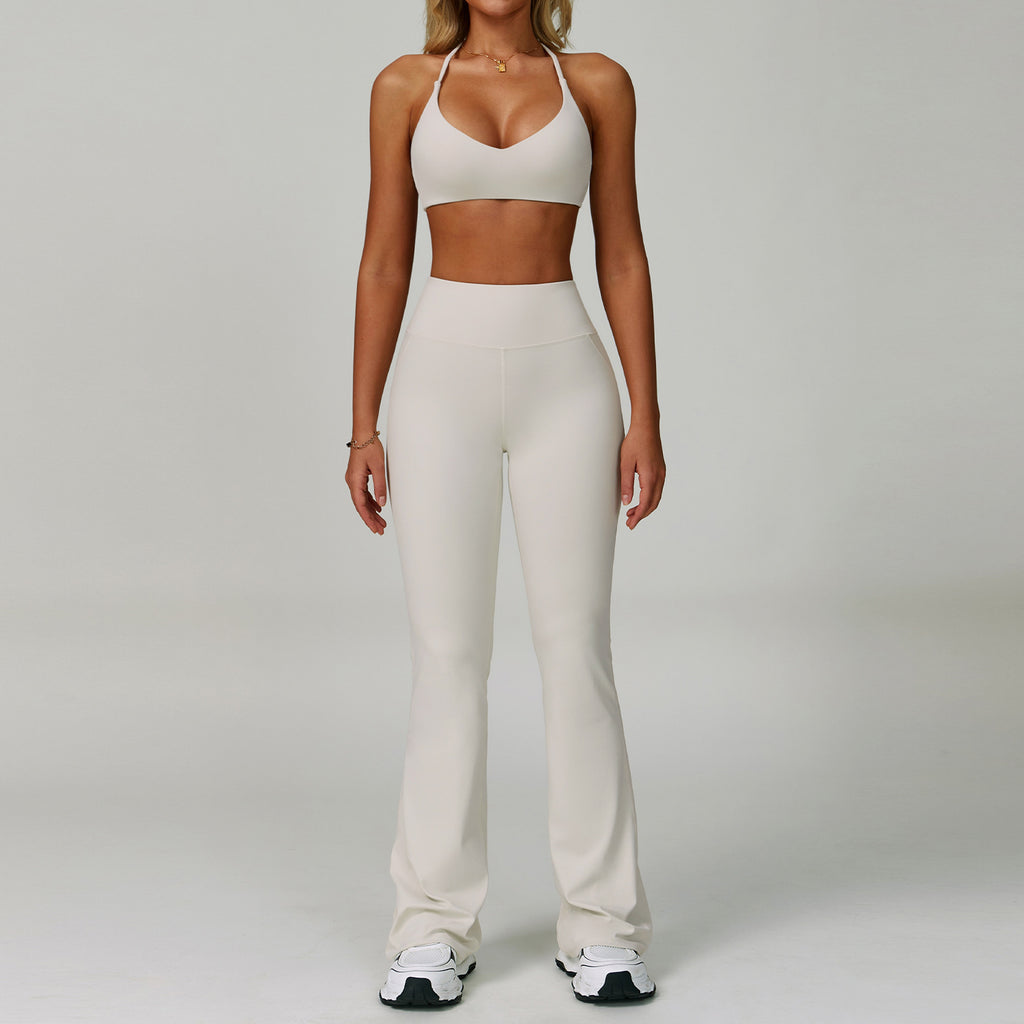 Womens Backless Yoga Fitness Set High-Intensity Sportswear