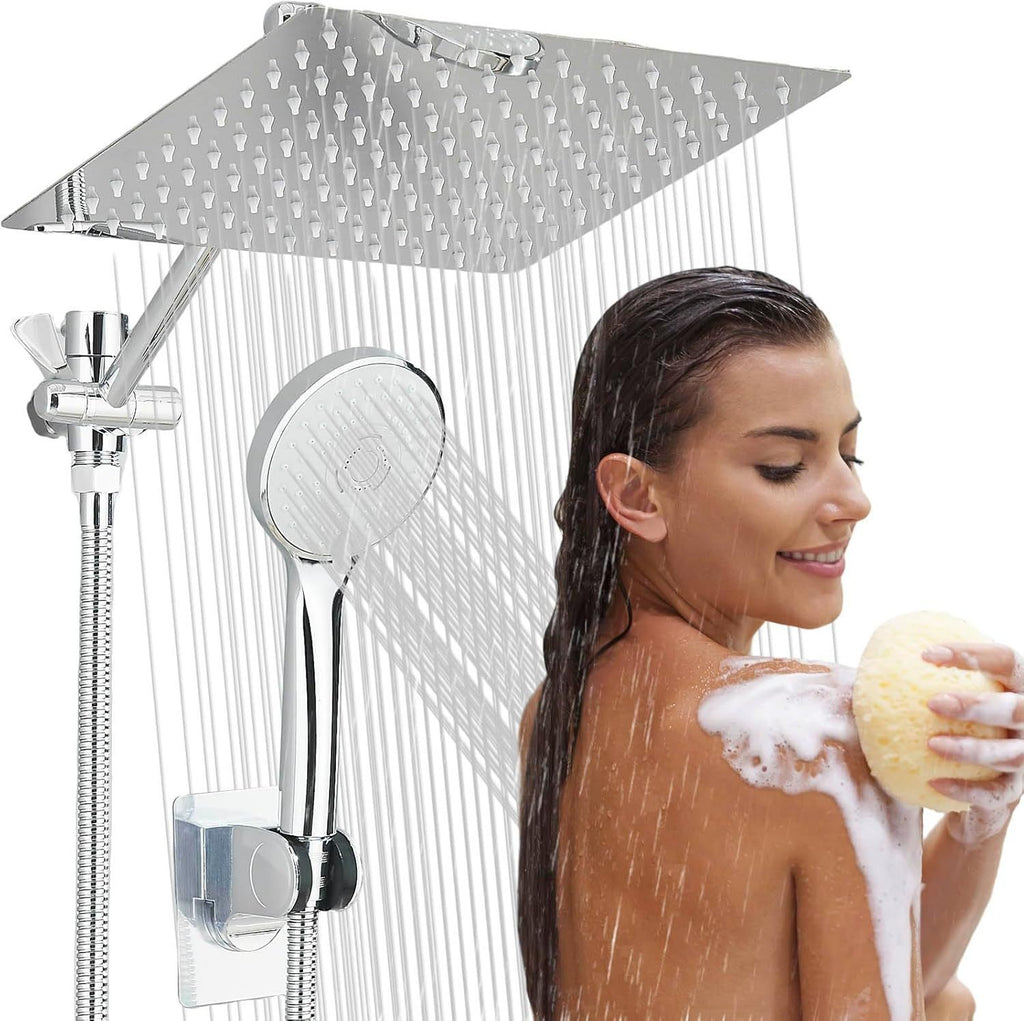 Stainless Steel Shower Set with 8 Functions and Extension Rod