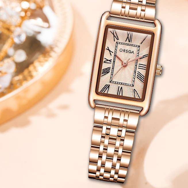 Women Square Stainless Steel Quartz Watch