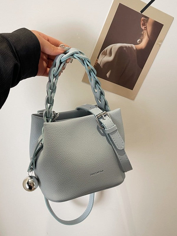 Women Handwoven Bucket Bag Simple Shoulder Crossbody Bag