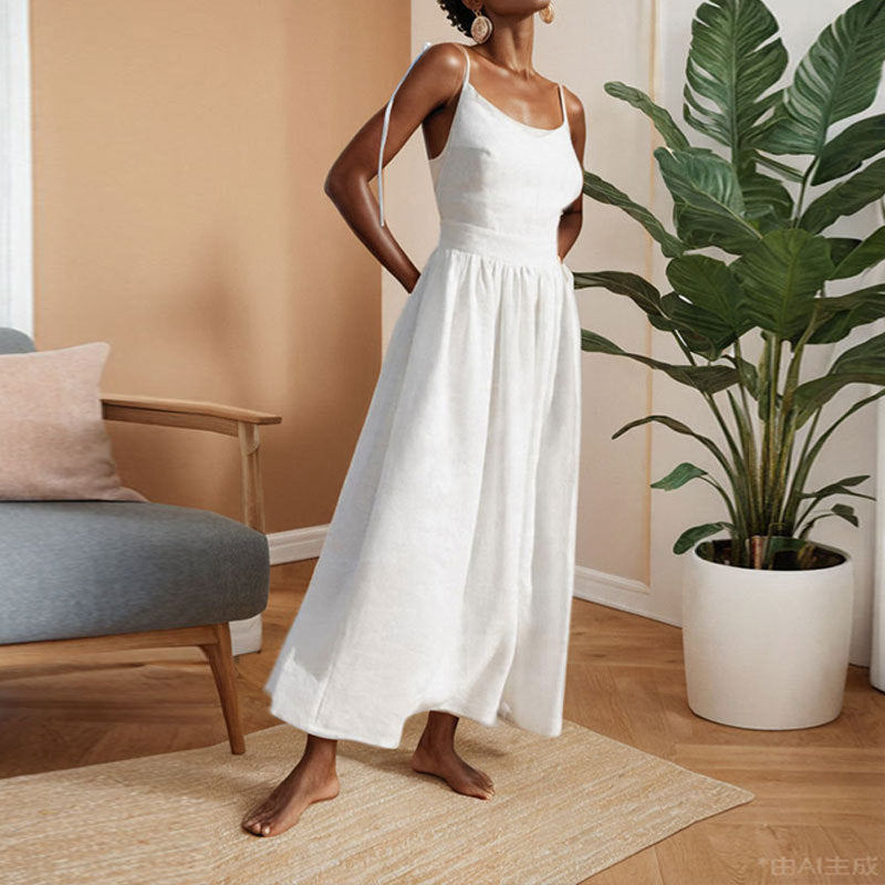 Womens Backless V-Neck Dress