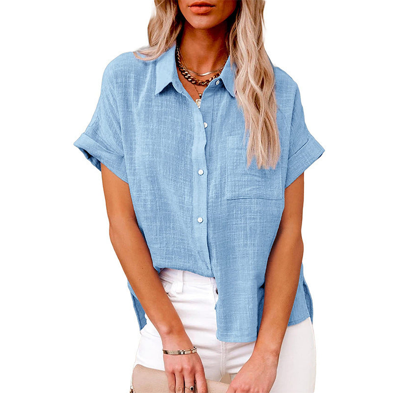 Womens Chiffon Short Sleeve Shirt
