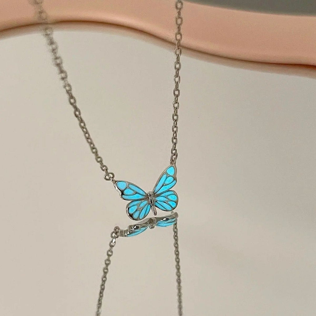 Luminous Butterfly Pendant Necklace