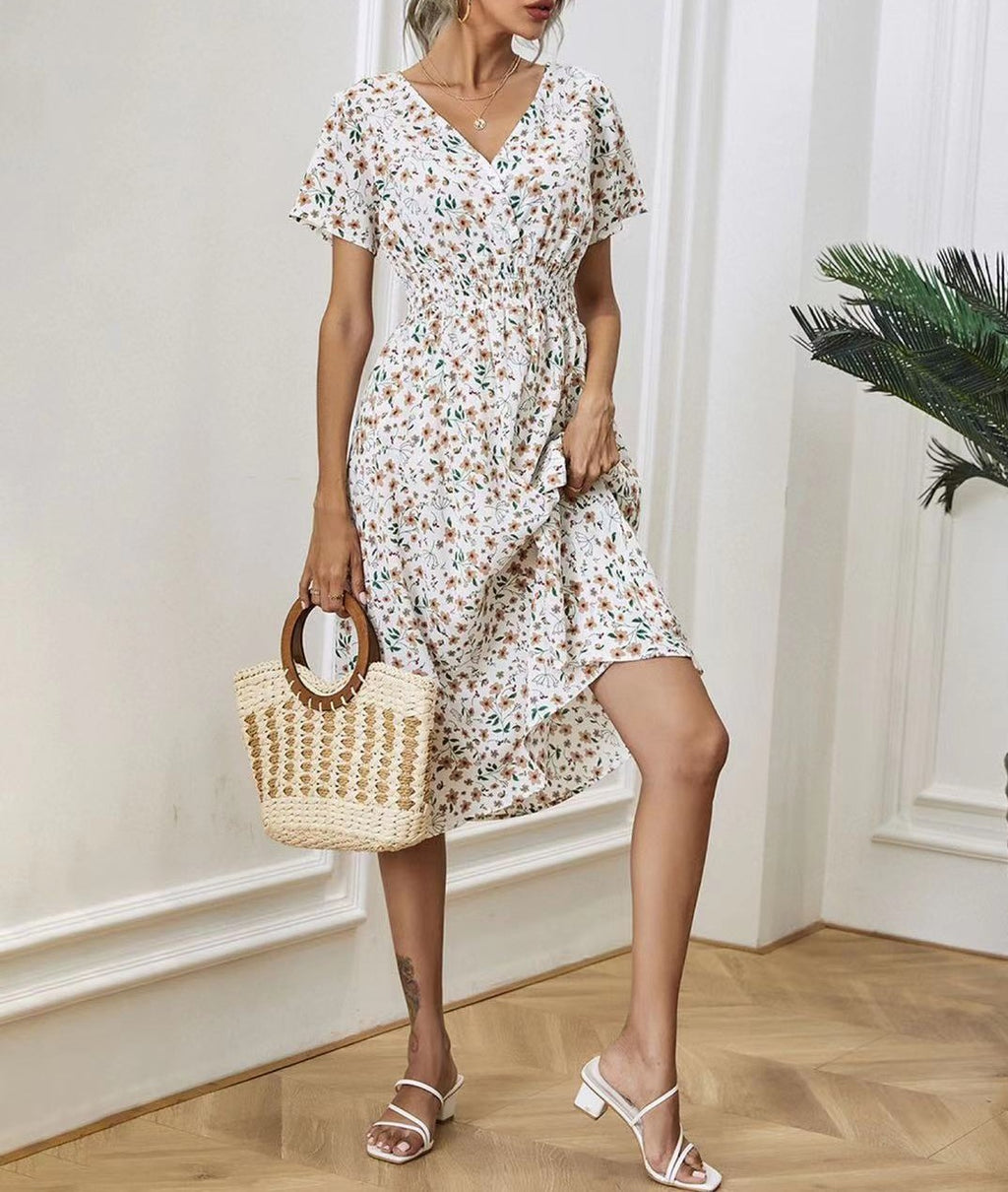 Floral Print A-Line Summer Dress