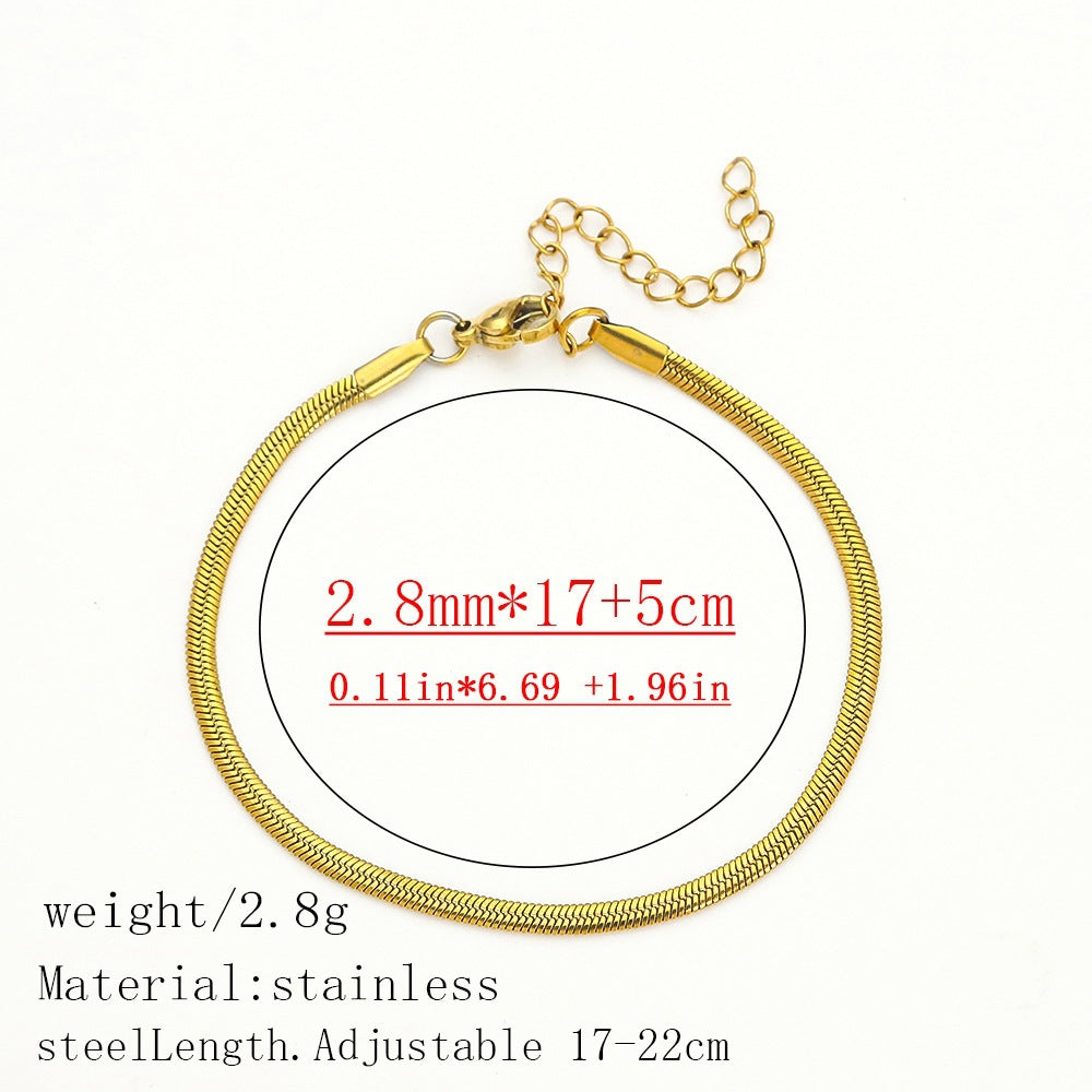 316L Titanium Steel Bracelet Waterproof Hypoallergenic Gold Plated Chain Jewelry for Men Women Unisex Fashion Accessories