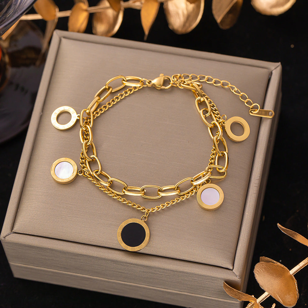 Women's Titanium Steel Inlaid Charm Bracelet Versatile Fashion Jewelry