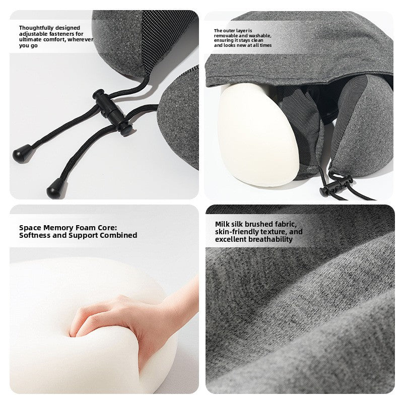U-Shaped Hooded Travel Pillow with Memory Foam