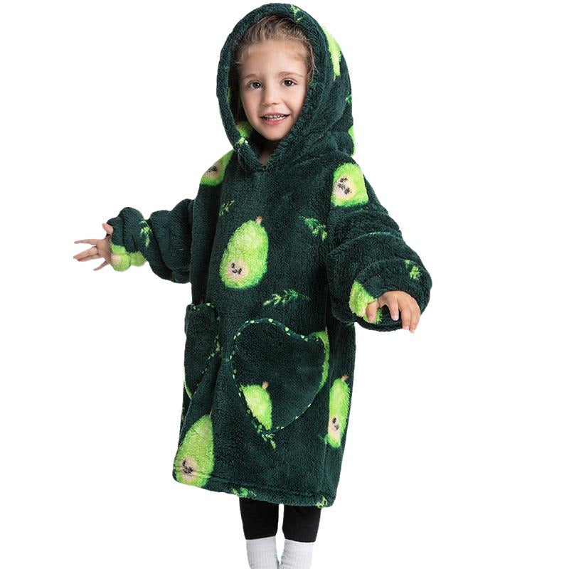 Children's Hooded Coral Velvet Pajamas