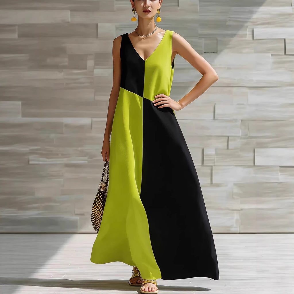 Womens V-Neck A-Line Dress