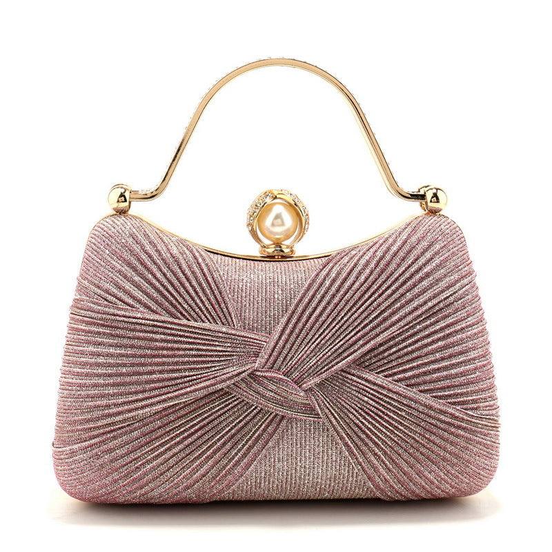 Women's Pleated Evening Bag Versatile Chain Clutch Crossbody Handbag