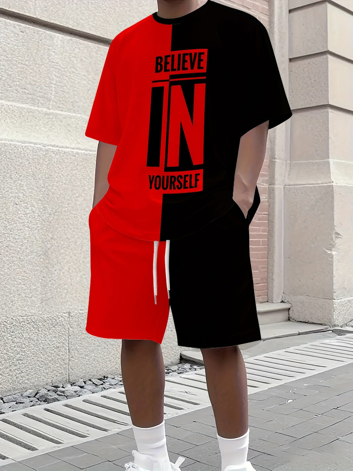 Men's Summer Jogging Suit Short Sleeve T-Shirt and Shorts Set