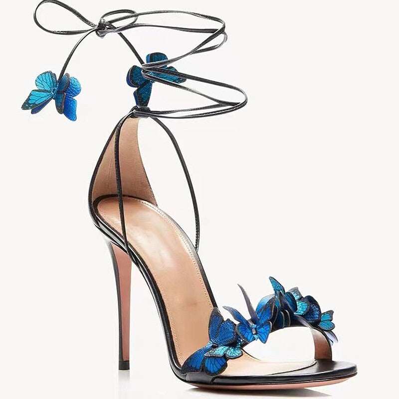 Strappy Butterfly High-Heeled Sandals