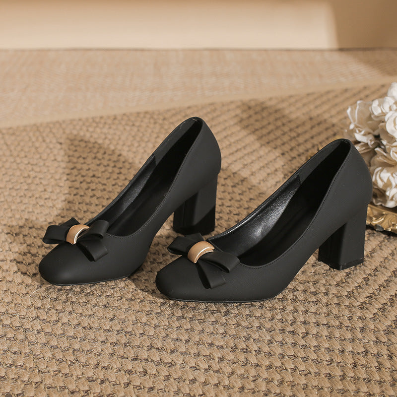 Womens Square Toe Chunky Heel Shoes