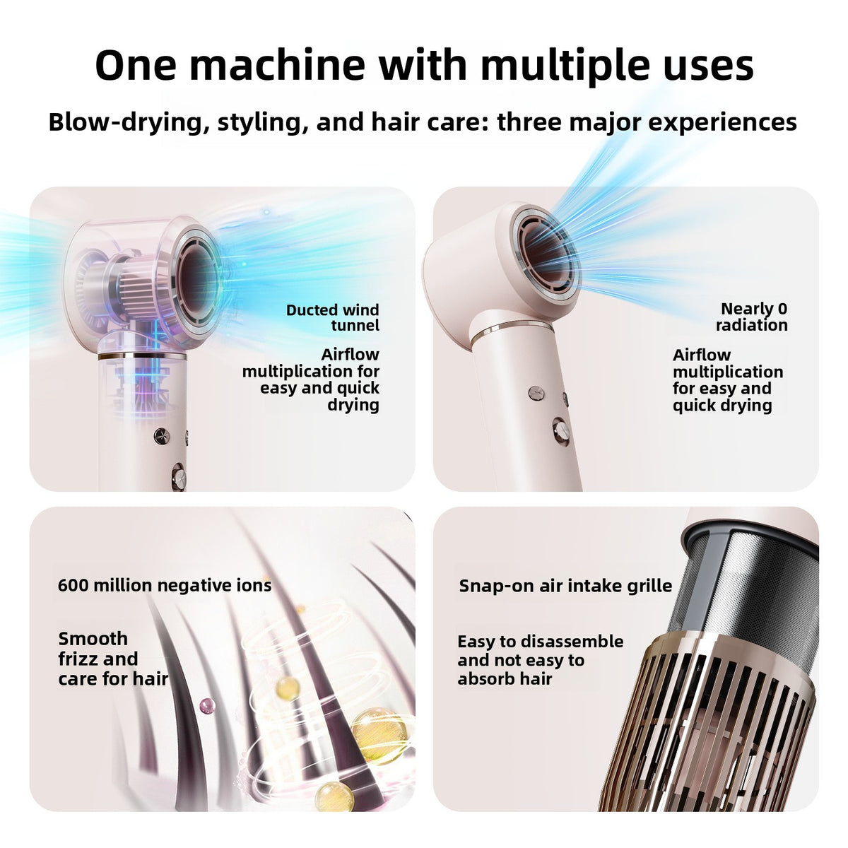 Multifunctional Hair Dryer with Negative Ions