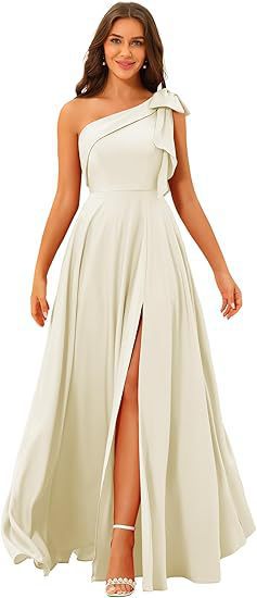 One-Shoulder Bow Tie Evening Dress