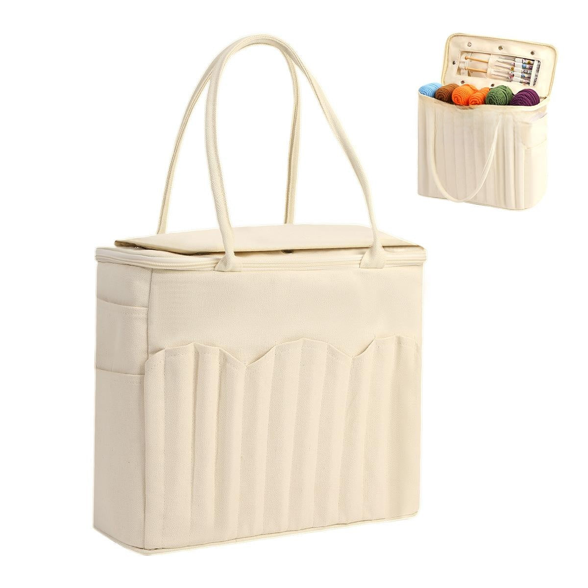 Portable Canvas Yarn Storage Organizer Bag
