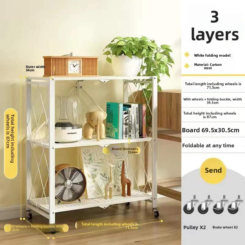 Foldable Kitchen Storage Rack with Wheels