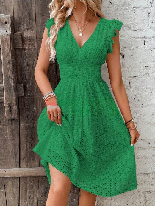 Lotus-leaf sleeve dress