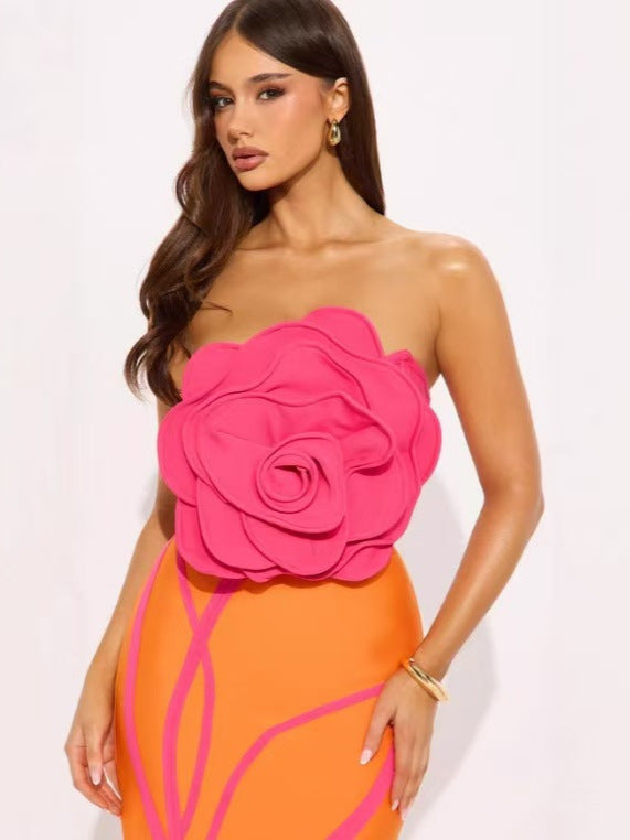 Strapless Floral Bandage Dress