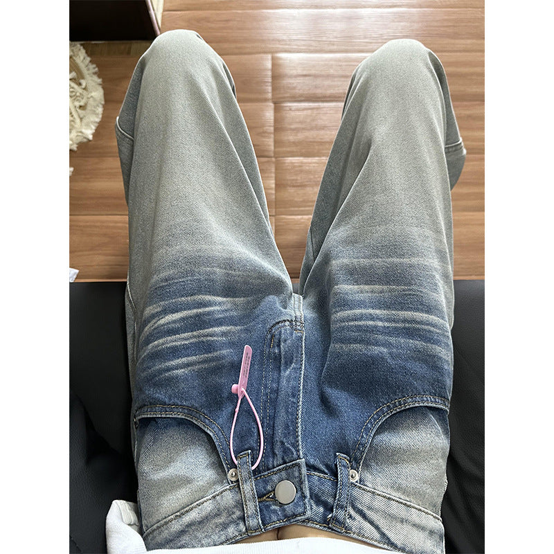 Vintage Washed Wide-Leg Denim Pants