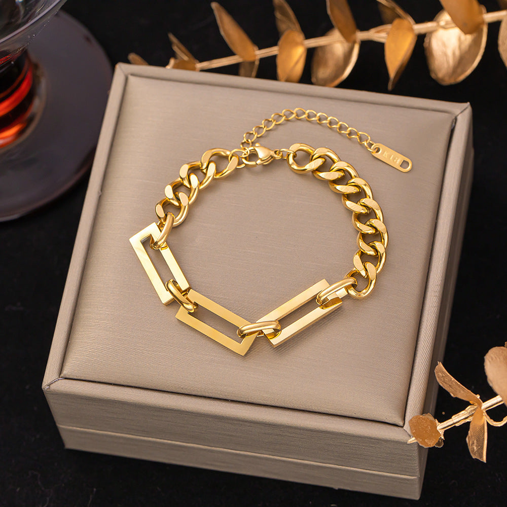 Women's Titanium Steel Inlaid Charm Bracelet Versatile Fashion Jewelry