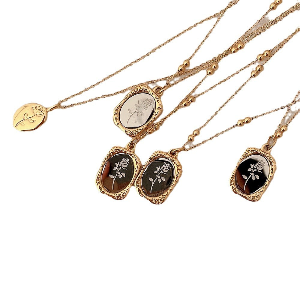 Titanium Steel Color-Preserving Small Mirror Necklace