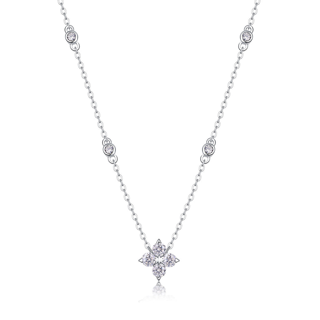 Sterling Silver Moissanite Geometric Pendant Necklace