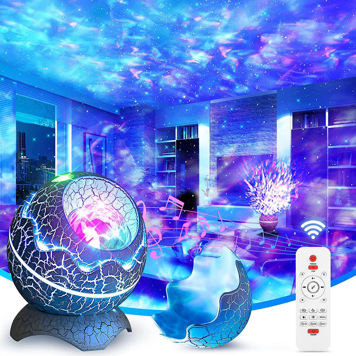 Dinosaur Egg Bluetooth Music Starry Night Projection Night Light