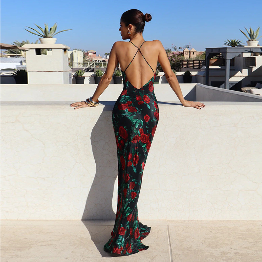 Sexy Deep V-Neck Backless Fishtail Dress