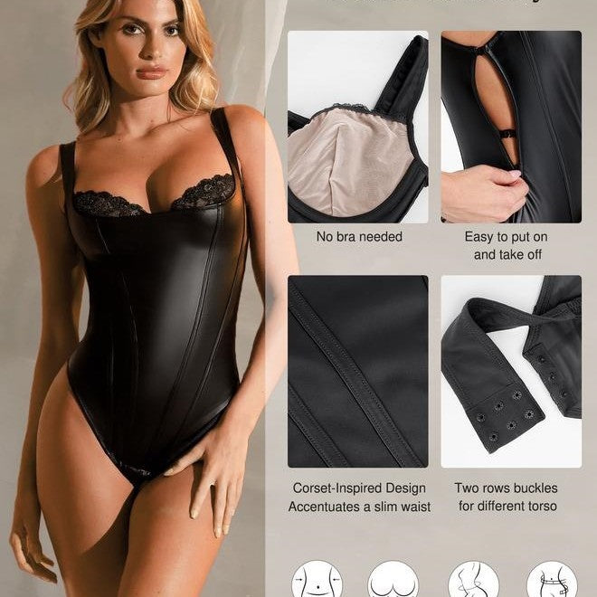 Womens Lace Deep V Neck Body Shaping Bodysuit