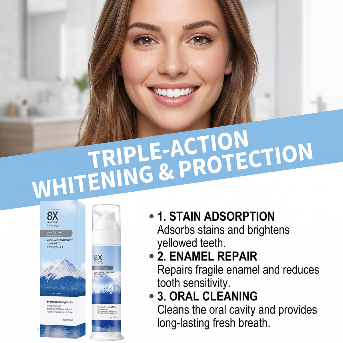 Nicotinamide toothpaste dense foam mild dentifrice care toothpaste