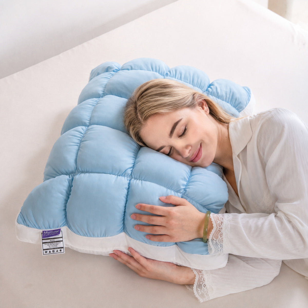Cloud Flower Ice Silk Soft Pillow with Feather Cotton Filling for Sleeping