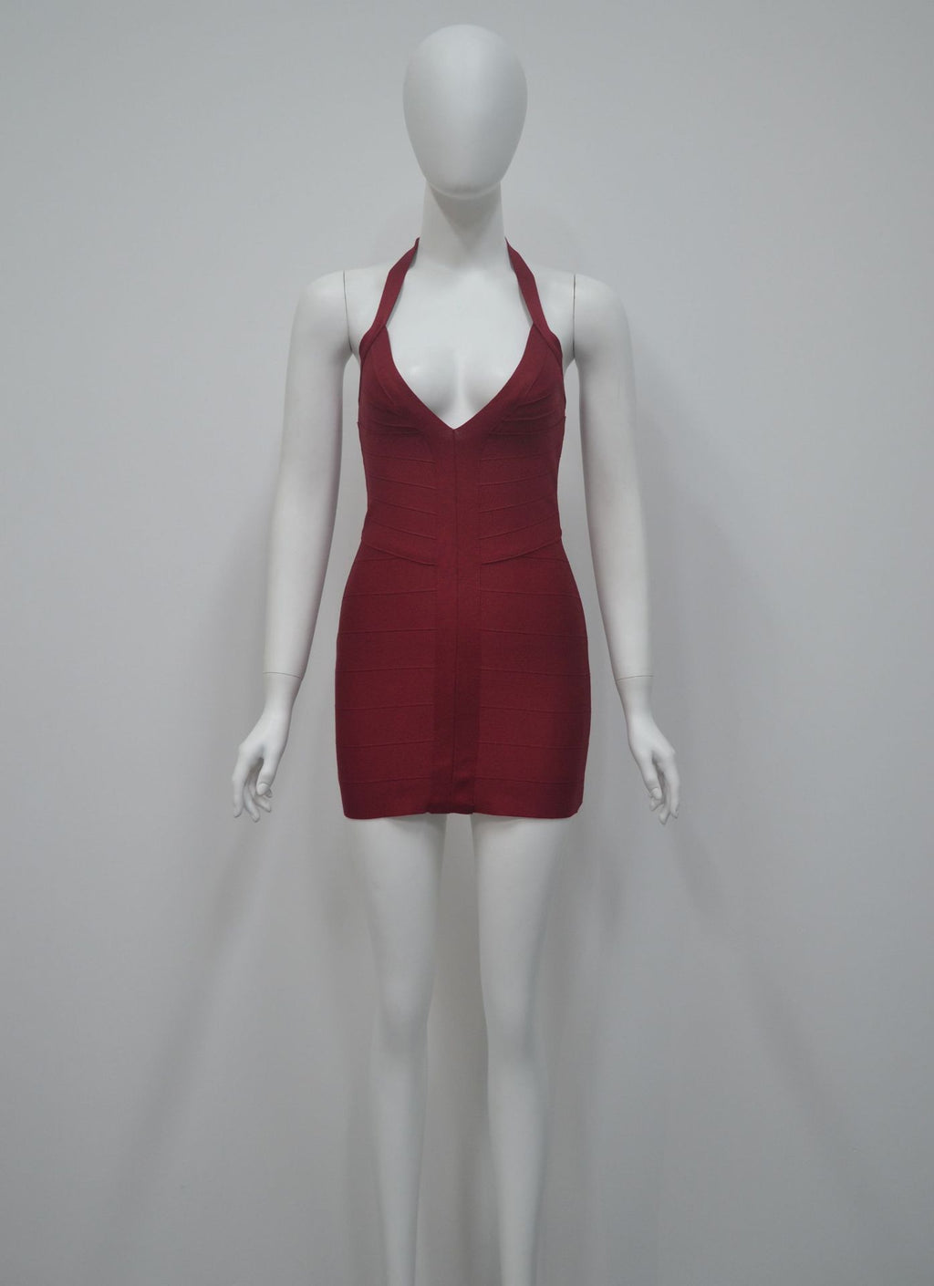 Women's Sexy Halter Backless V-Neck Bandage Party Mini Dress