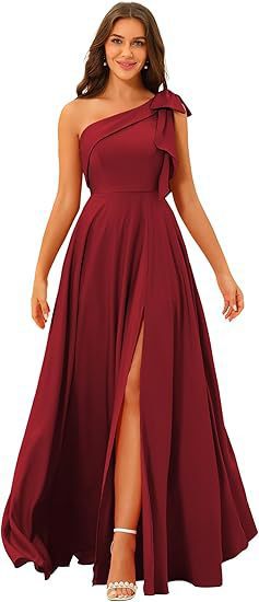 One-Shoulder Bow Tie Evening Dress