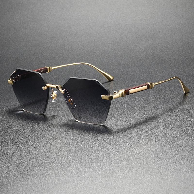 Wavy Pattern Frameless Square Metal Sunglasses UV400 Protection Fashion Driving Outdoor Glasses