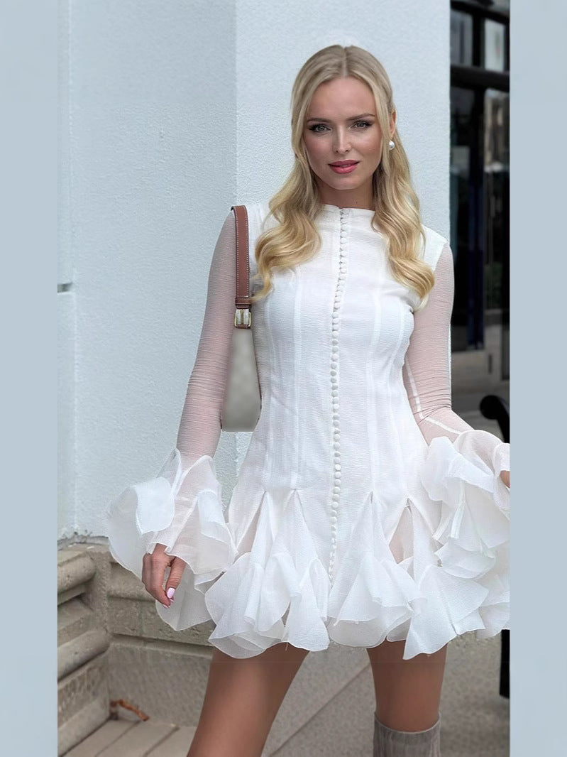 Buttoned Ruffle Princess Dress