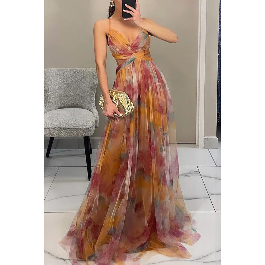 Printed Strap Dress Ins Vacation Casual Party Dress