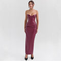 Leather Strapless Bodycon Long Dress