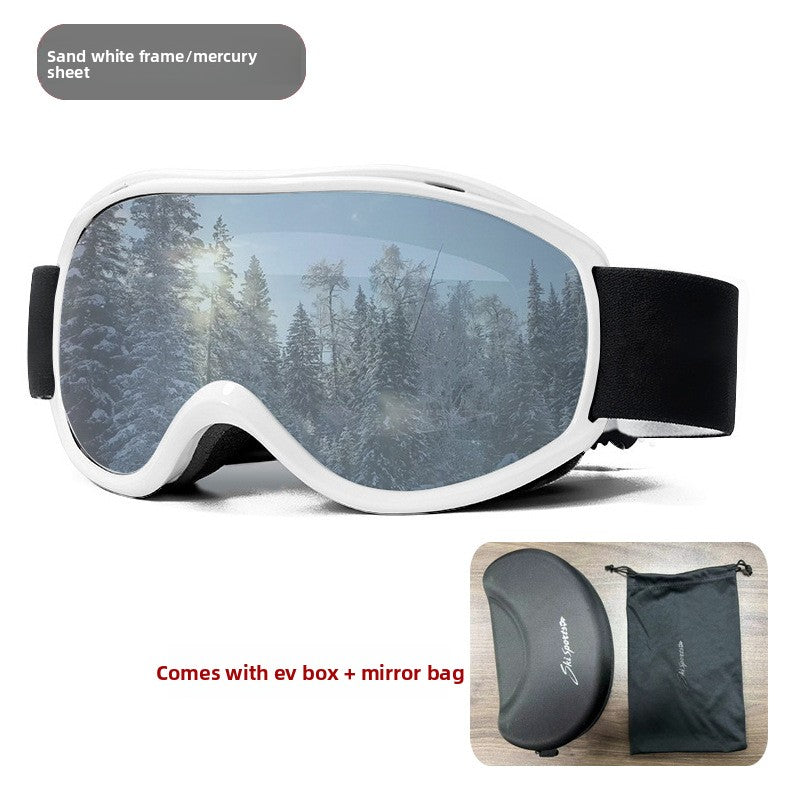 Spherical Ski Goggles with Double-Layer Anti-Fog