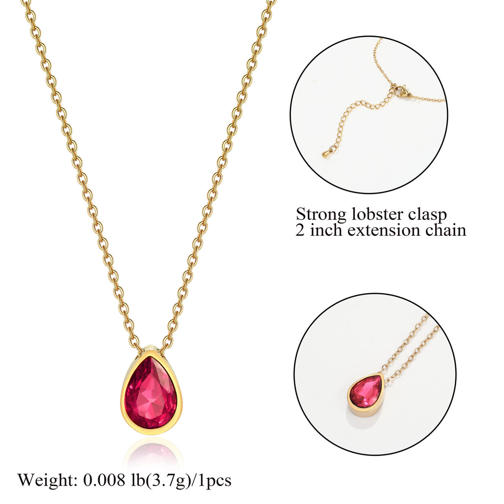 Water Drop Zircon Gold Plated Necklace with Adjustable Chain