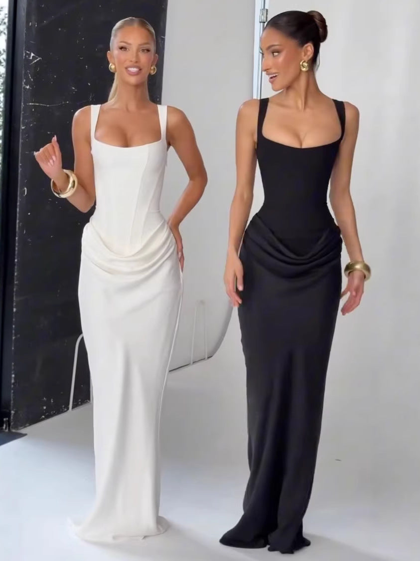 Drawstring Pleated A-Line Dress