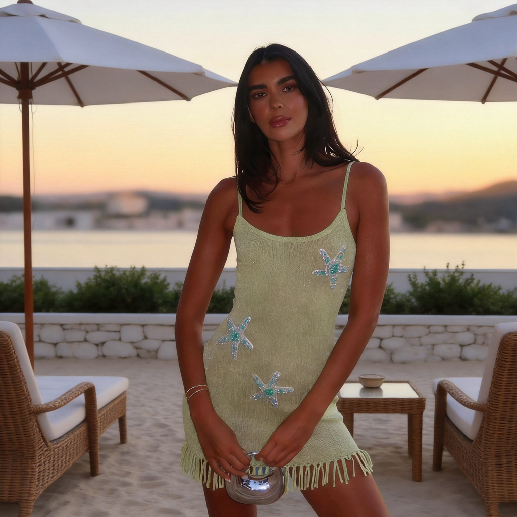 Womens Floral Off-Shoulder Knitted Dress
