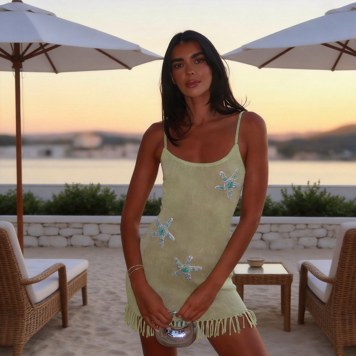 Womens Floral Off-Shoulder Knitted Dress