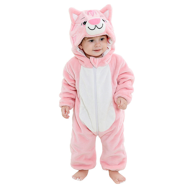 Animal Print Flannel Baby Jumpsuit