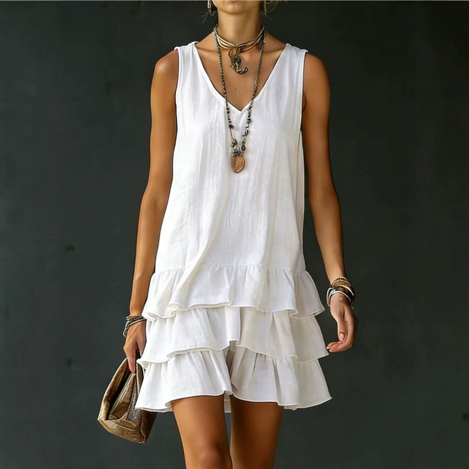 Sleeveless V-Neck A-Line Dress
