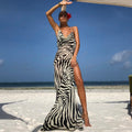 Womens Zebra Print Halter Dress