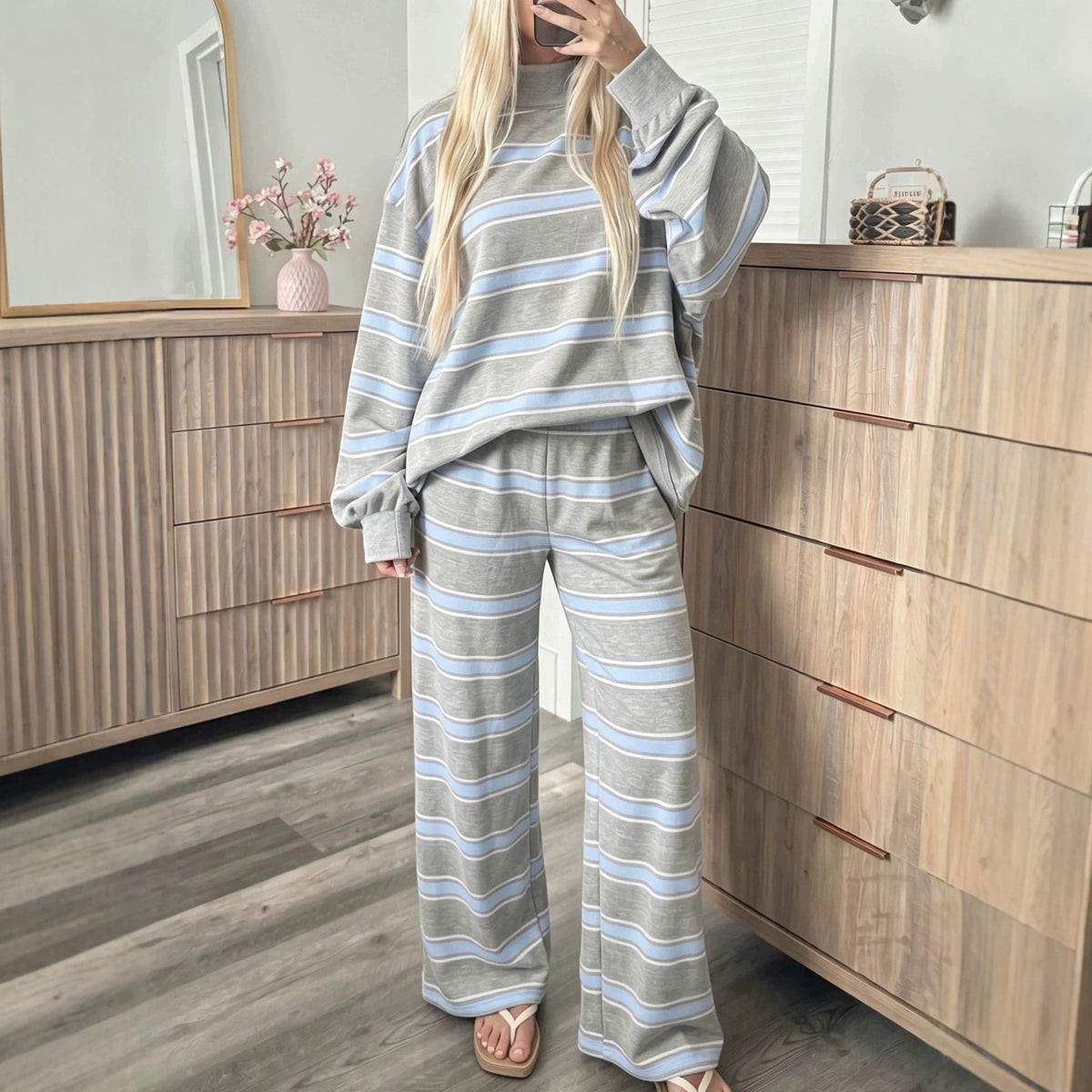 Striped fashion casual simple ladies suit