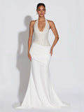 Womens Halter Neck Mermaid Evening Dress