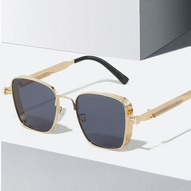 Retro Square Frame Steampunk Metal Sunglasses