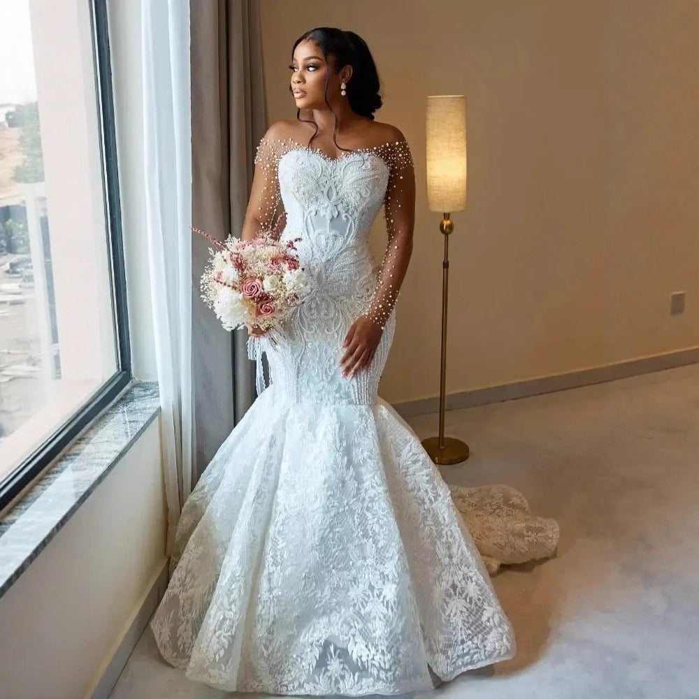 Long Sleeve Lace Mermaid Wedding Dress